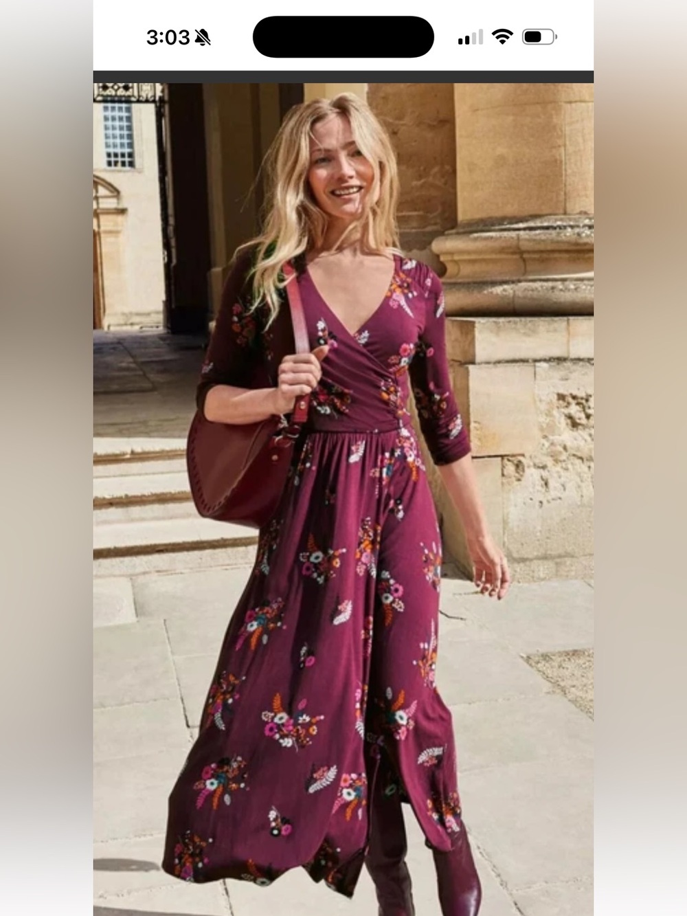 Boden Francesca Jersey Floral Midi Dress in Plum Sz US 12R